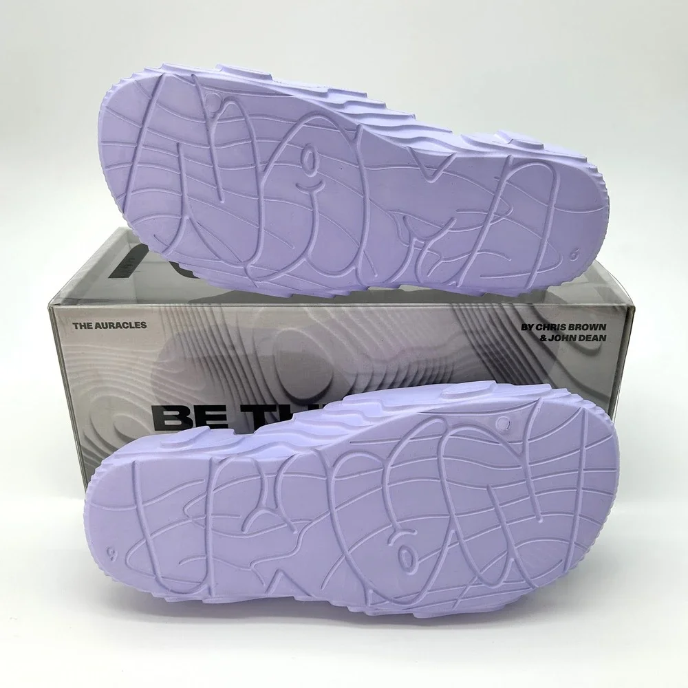 Mens Slides The Auracles NAMI Size 6 Lavender EVA Chris Brown x John Dean NEW